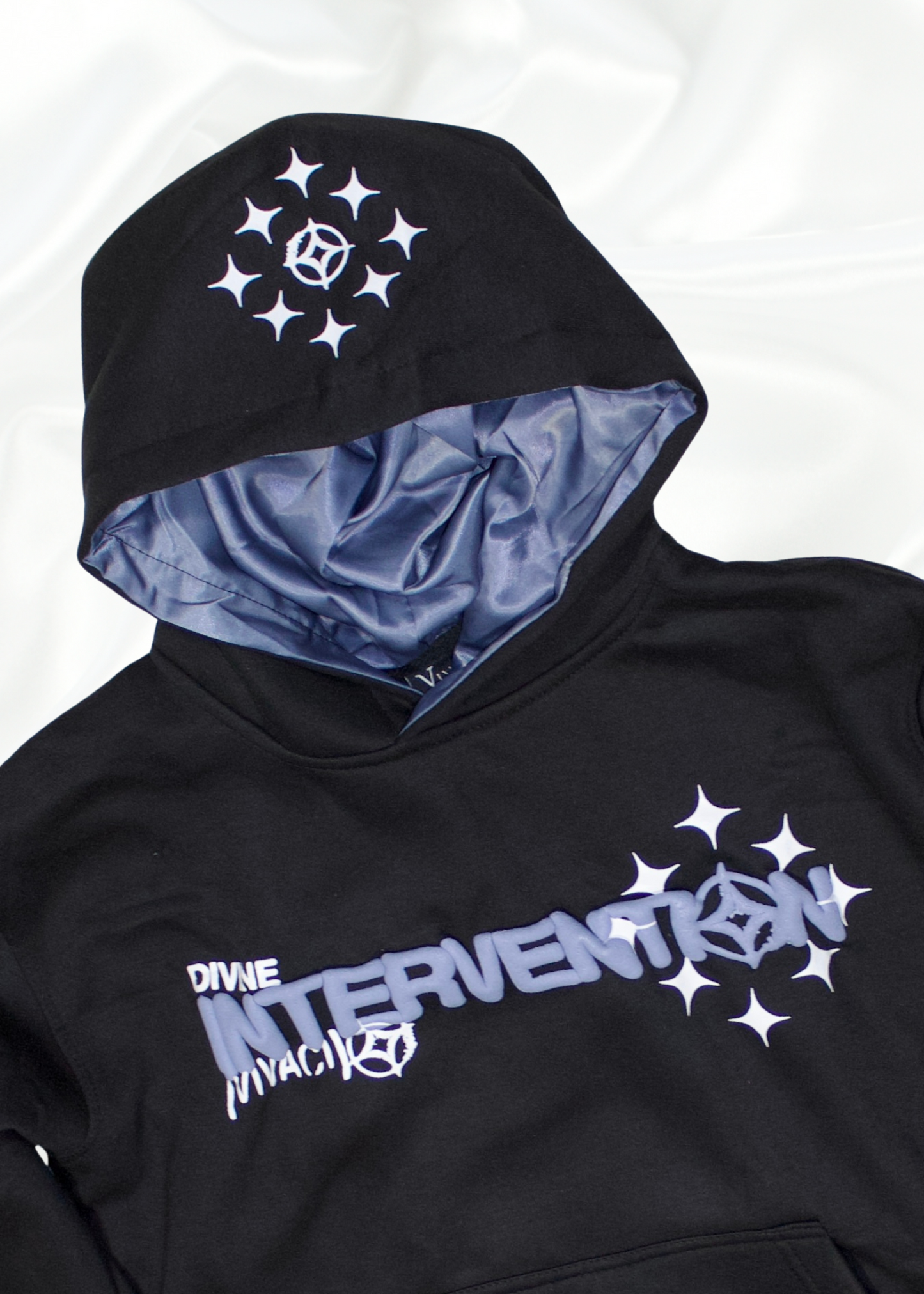 Intervention Collection: Midnight Gray Puff Print Hoodie