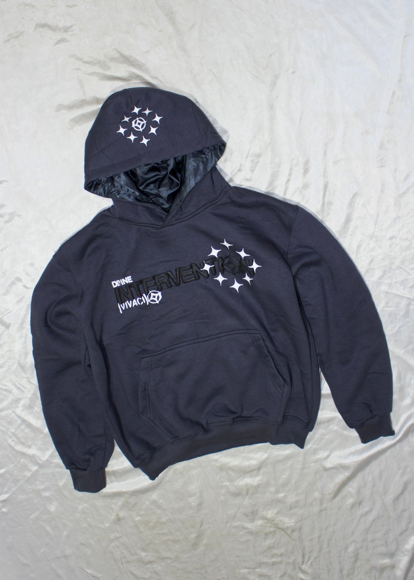 Intervention Collection: Dark Gray Puff Print Hoodie