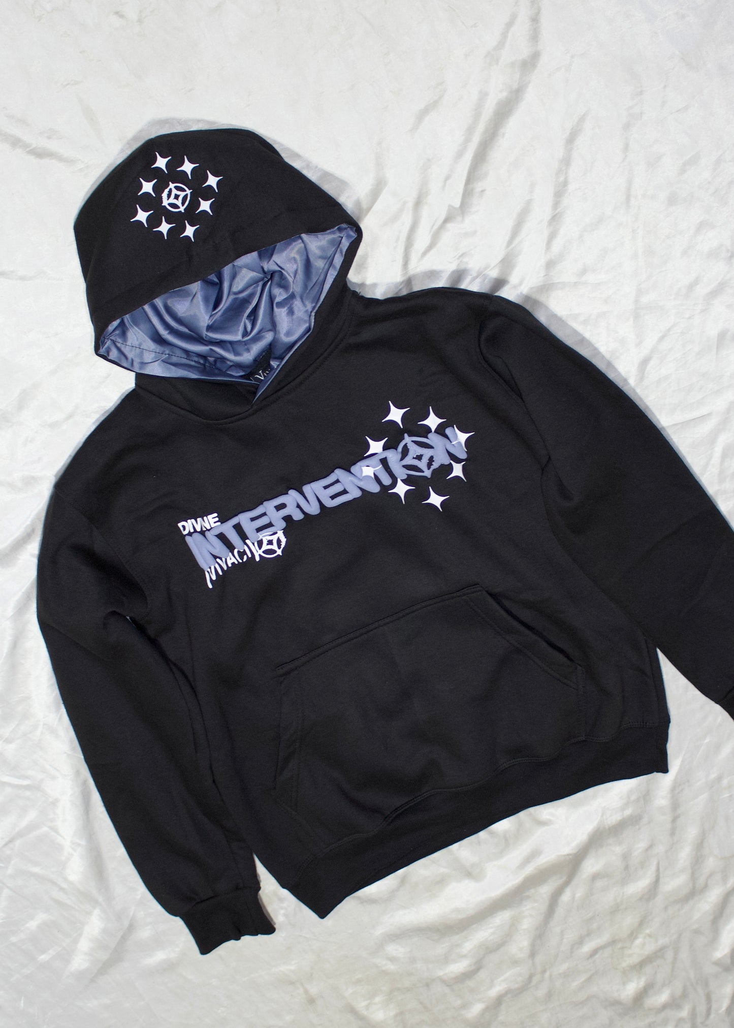 Intervention Collection: Midnight Gray Puff Print Hoodie