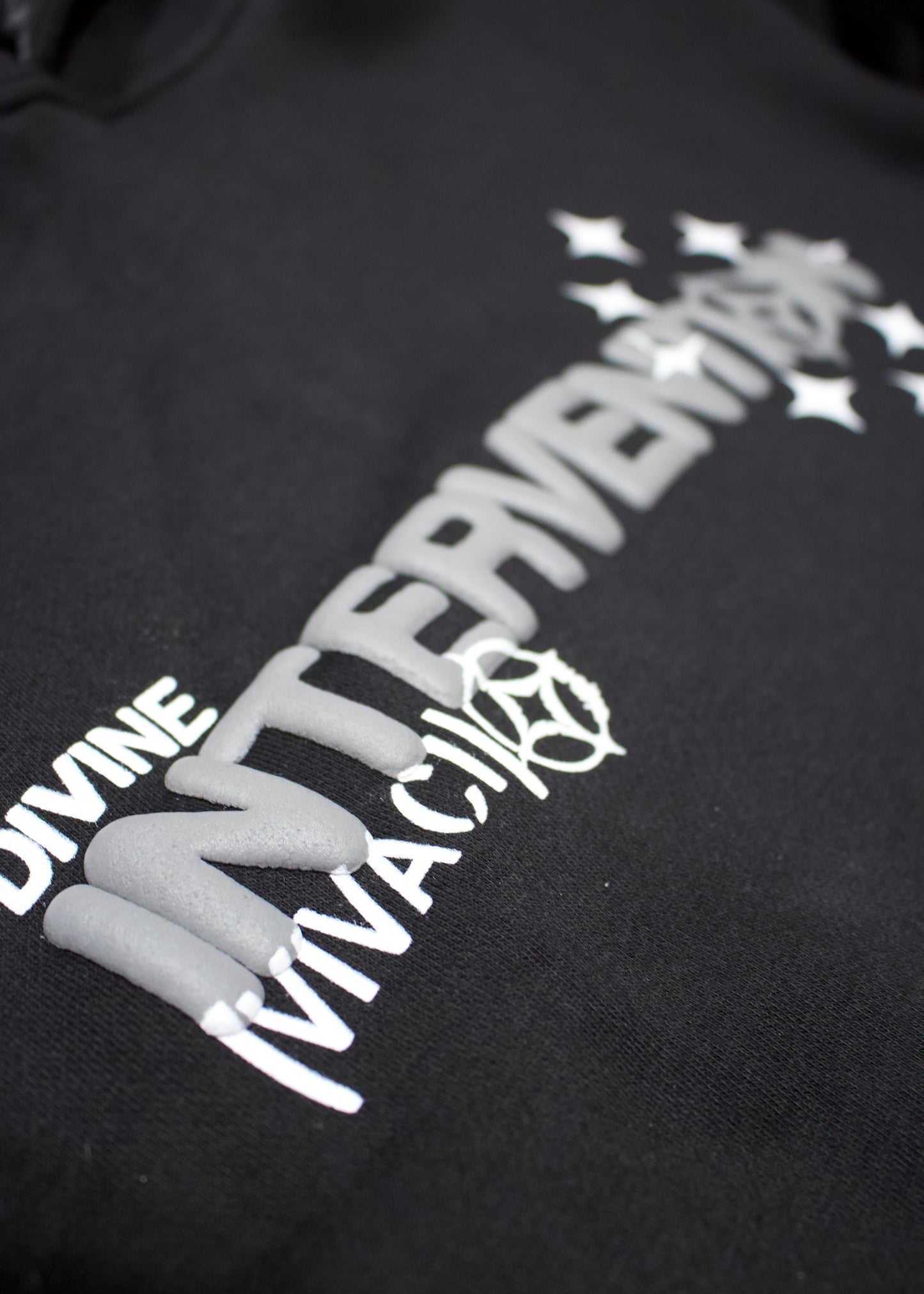 Intervention Collection: Black Puff Print Hoodie