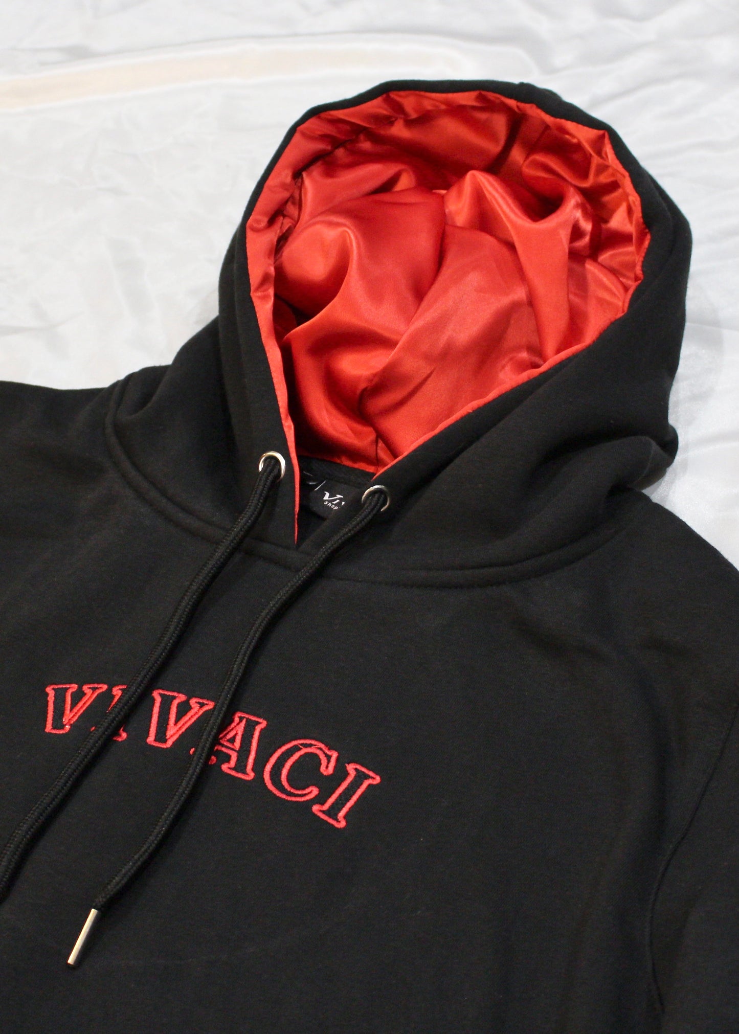 Black Hoodie with Red Hood