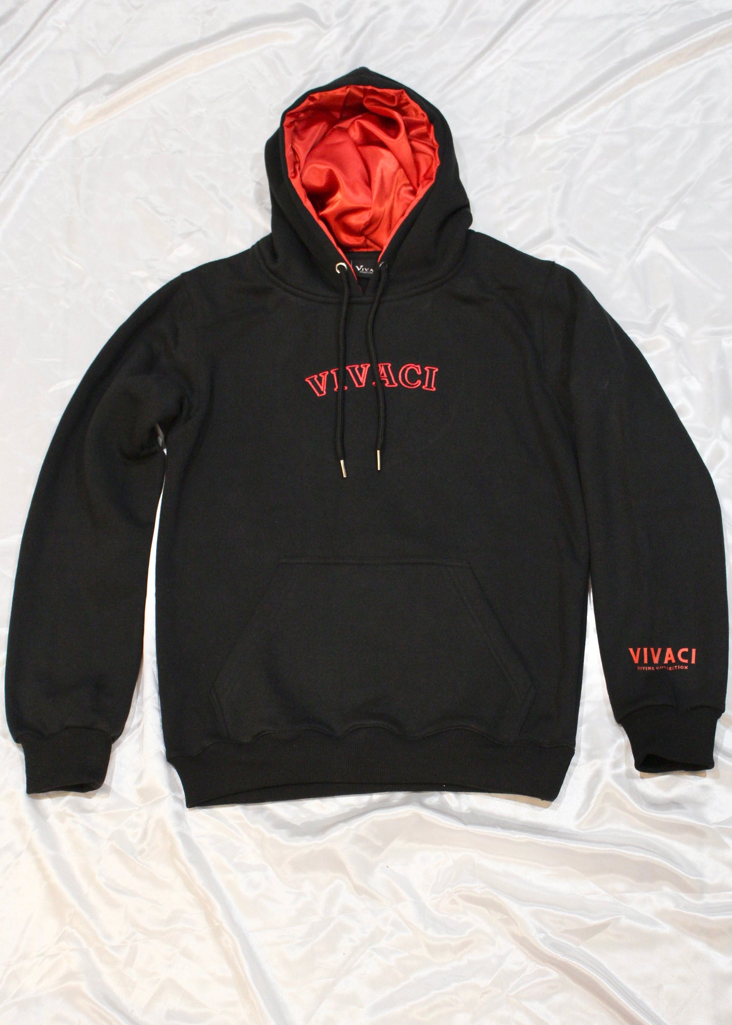 Black Hoodie with Red Hood