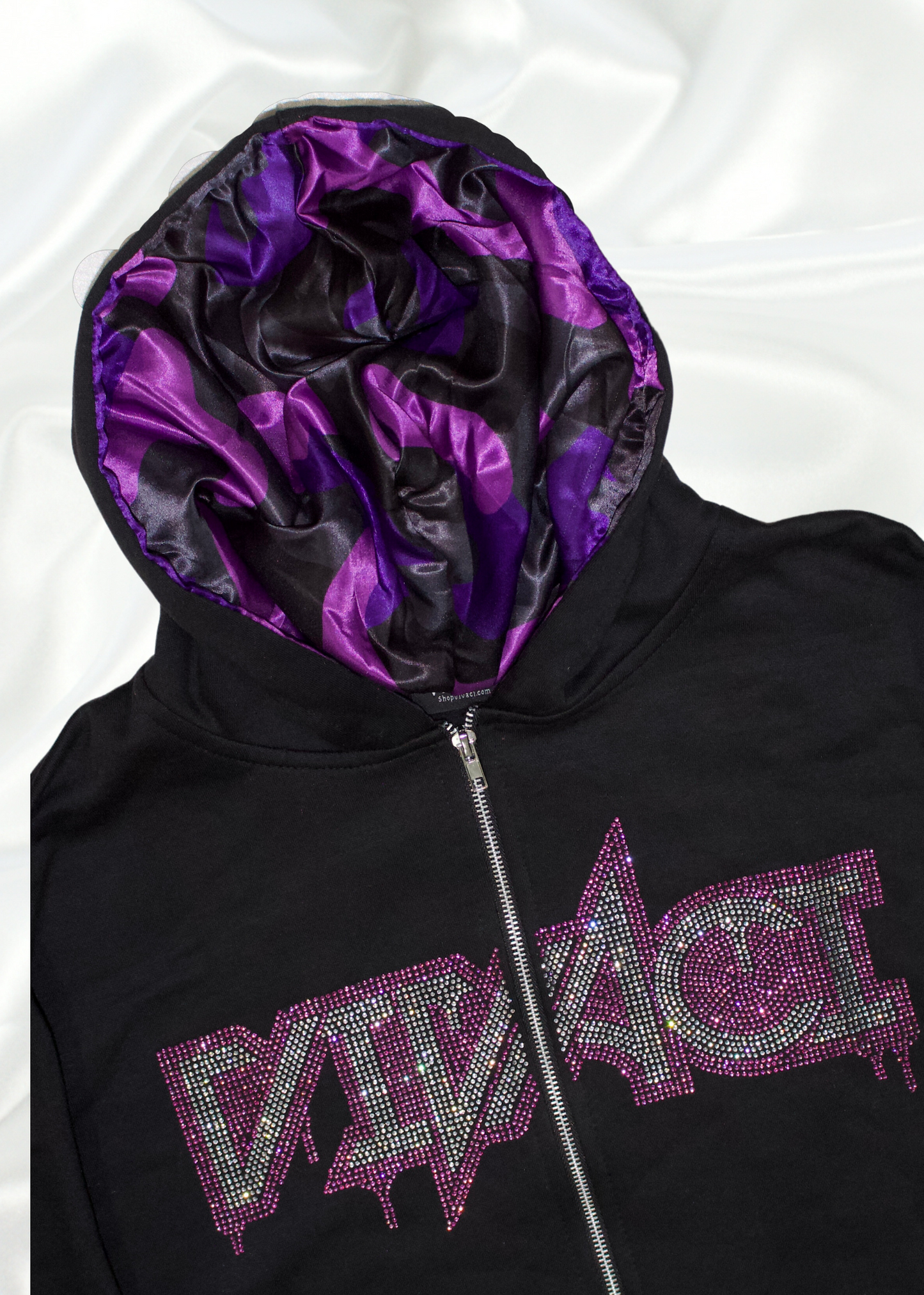 Allure Collection: Purple Rhinestone Zip Up Hoodie