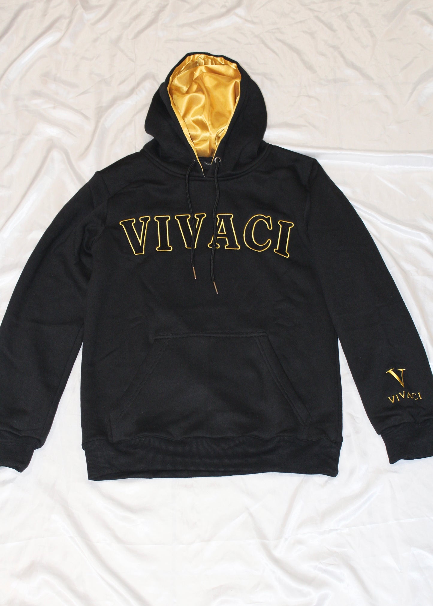 Black Hoodie with Gold Hood