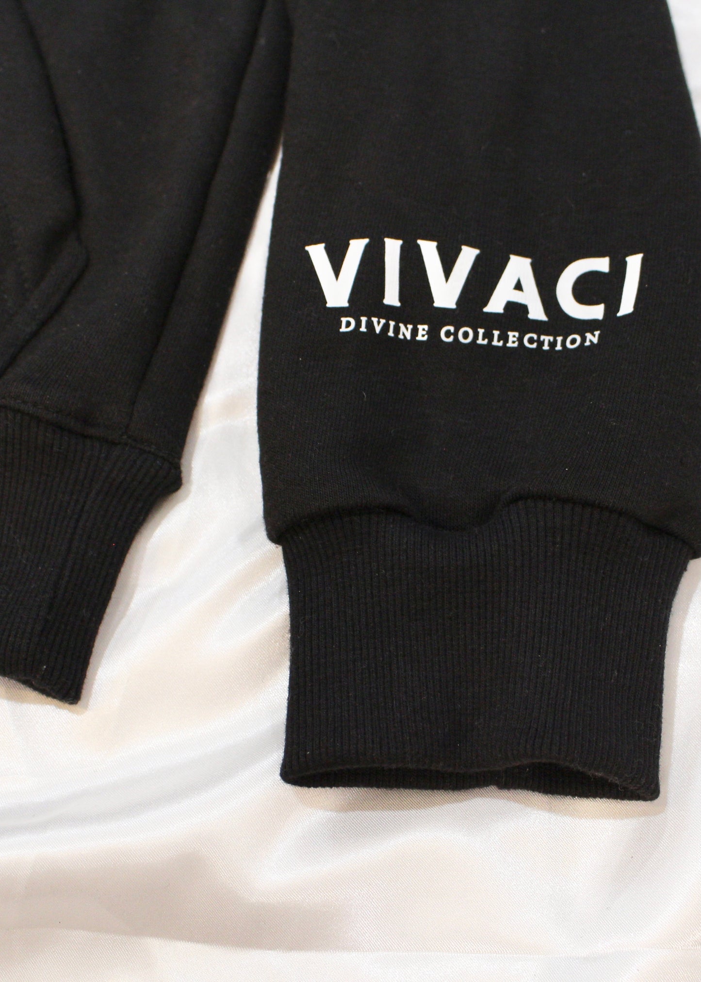 Black Hoodie with Cream Pattern Hood