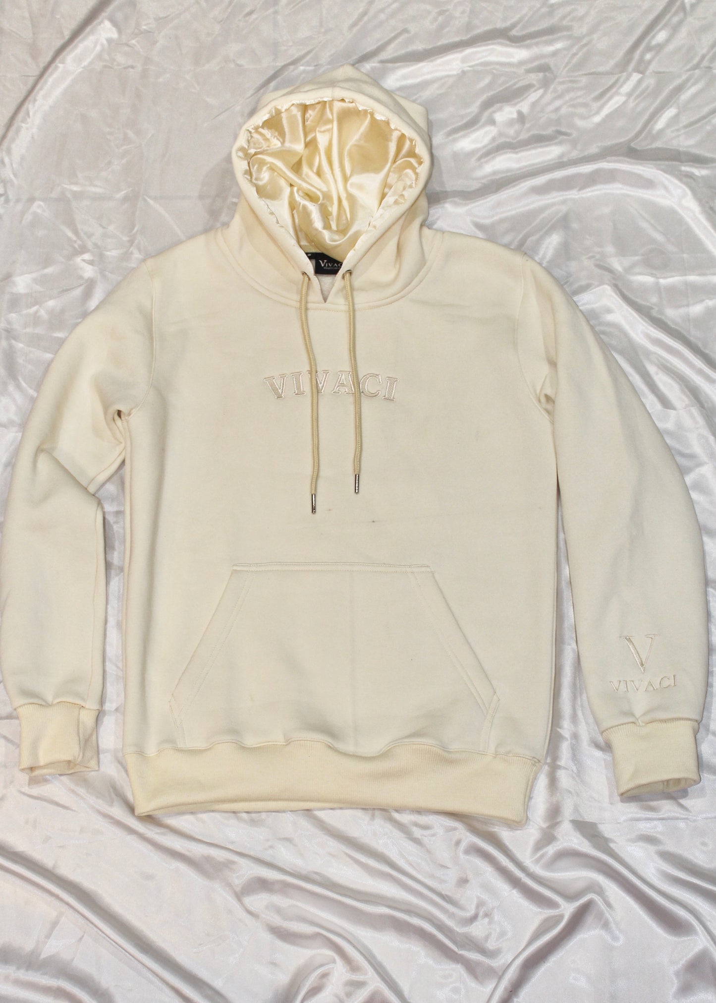 Cream Embroidered Hoodie