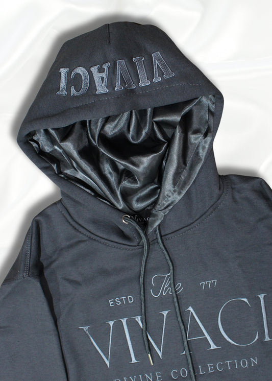 Dark Gray Hoodie with Embroidered Hood