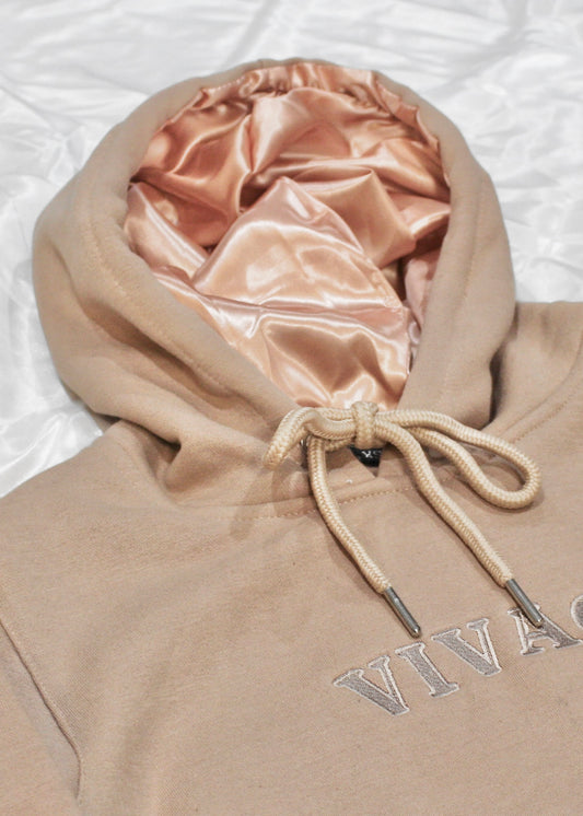 Tan Full Embroidered Hoodie