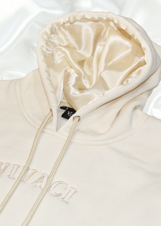 Cream Embroidered Hoodie