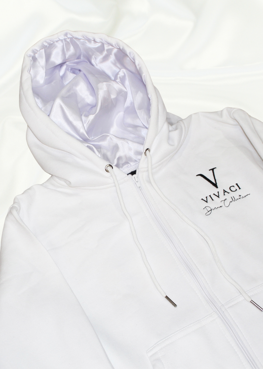 Divine Collection: White Zip Up Hoodie