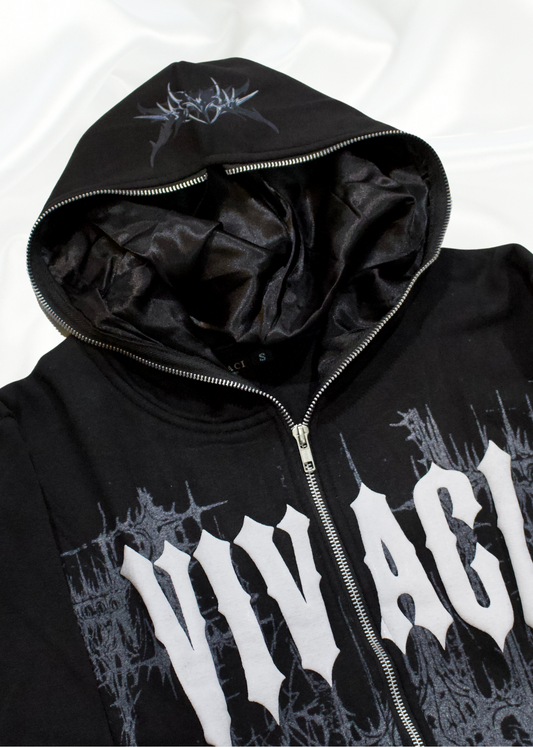Ethereal Collection: Black Full Zip-Up Hoodie