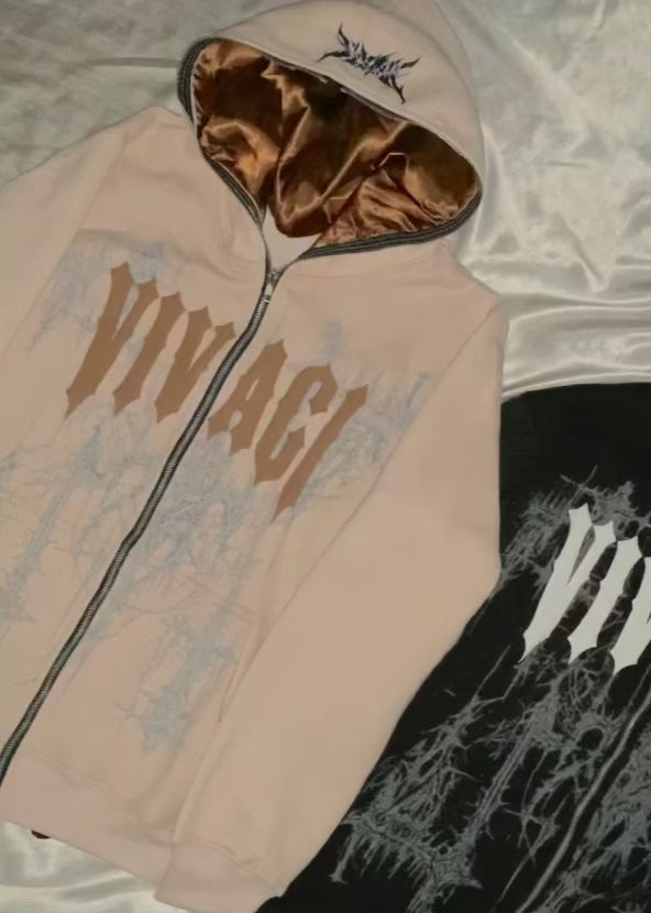 Ethereal Collection: Black Full Zip-Up Hoodie – VIVACI