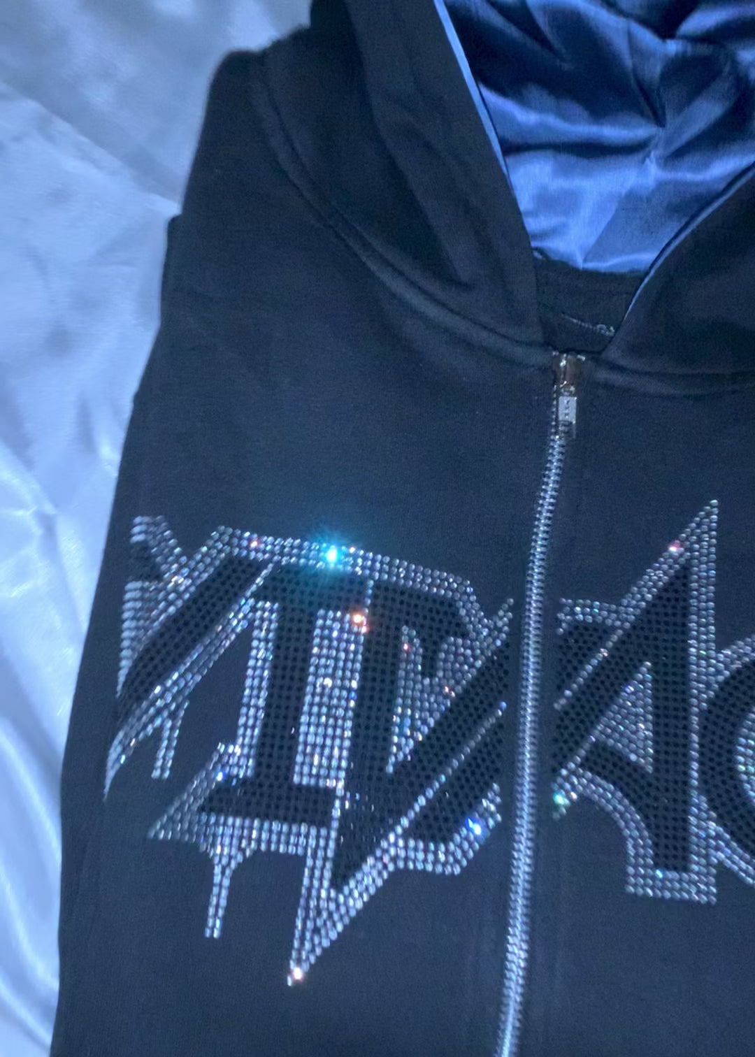 Zip up rhinestone discount hoodie