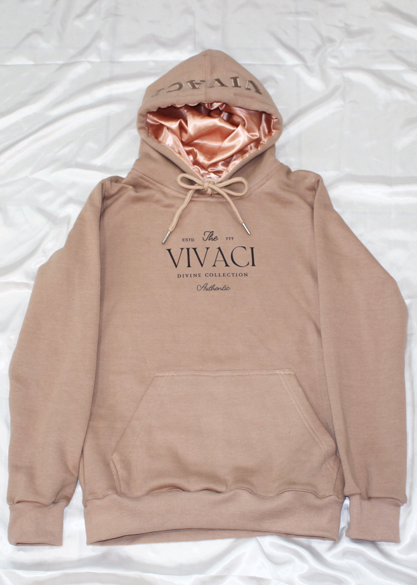 Tan Hoodie with Embroidered Hood