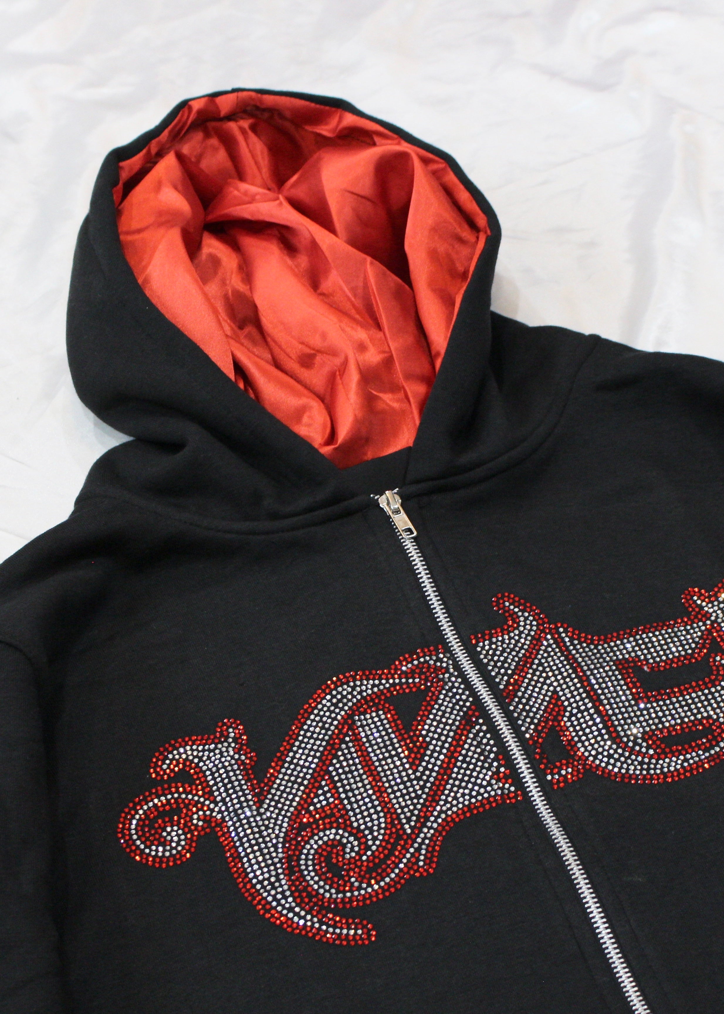 [Limited Edition] Allure Collection V2: Red Rhinestone Zip Up Hoodie ...