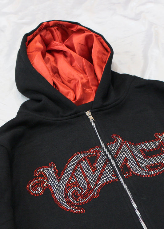 [Limited Edition] Allure Collection V2: Red Rhinestone Zip Up Hoodie